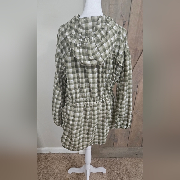 Anthropologie DAILY PRACTICE Day Hike Hooded Jacket In Green Checkered. Size Med - Picture 11 of 16